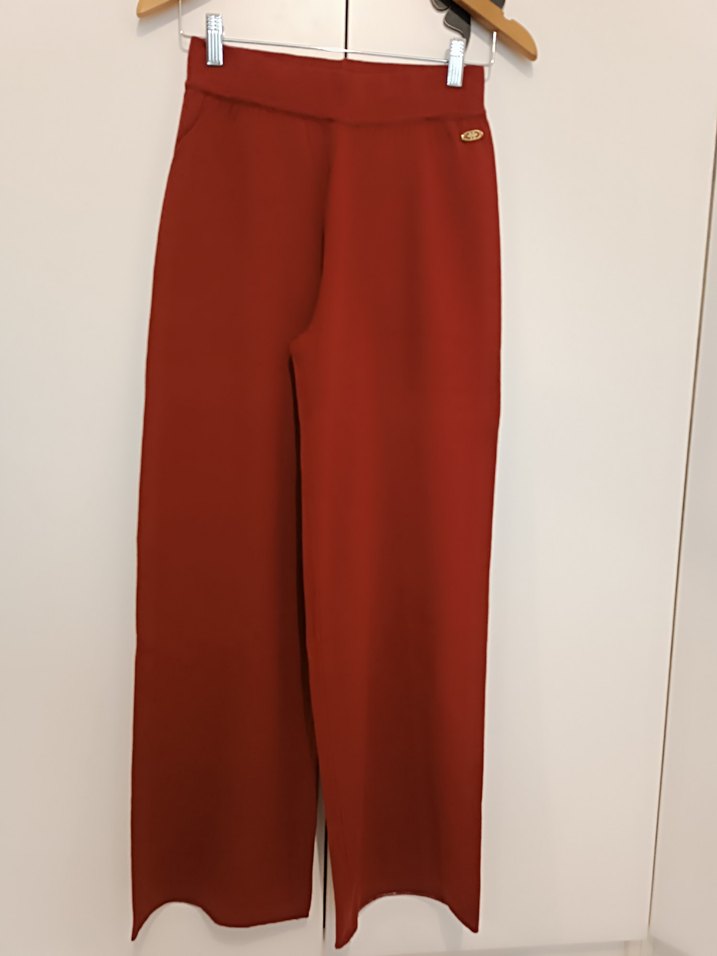 Bordo Salaş Bol Paça Kadın Pantolon - Görsel 3