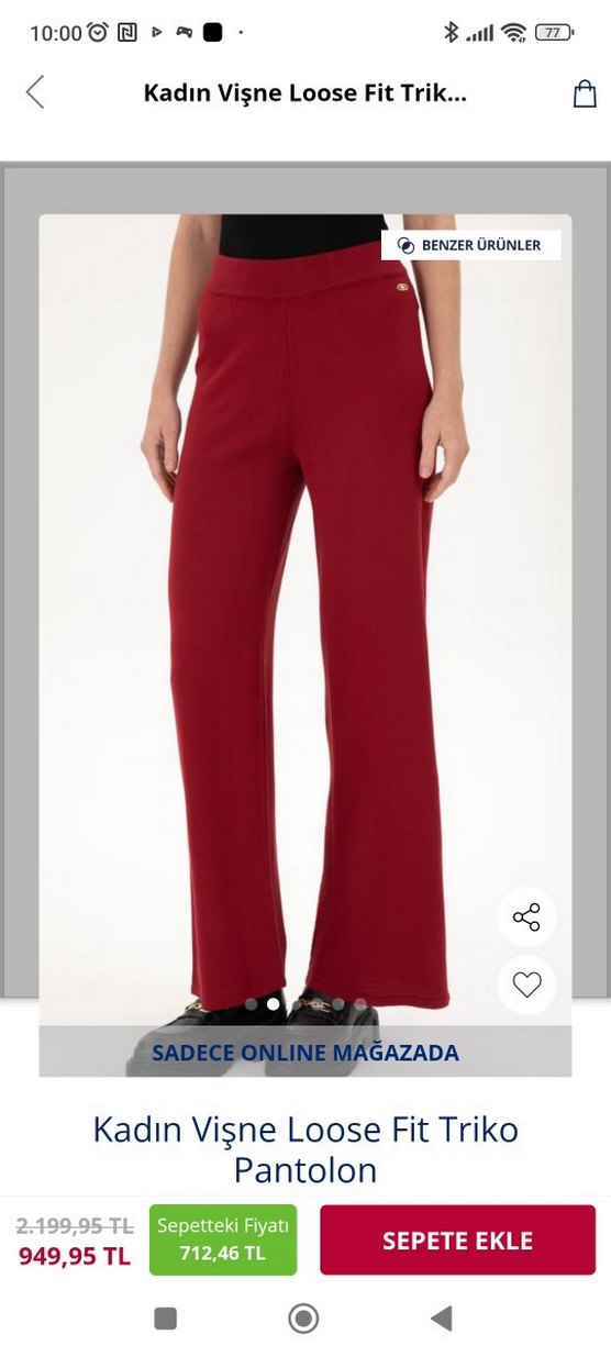 Bordo Salaş Bol Paça Kadın Pantolon - Görsel 2