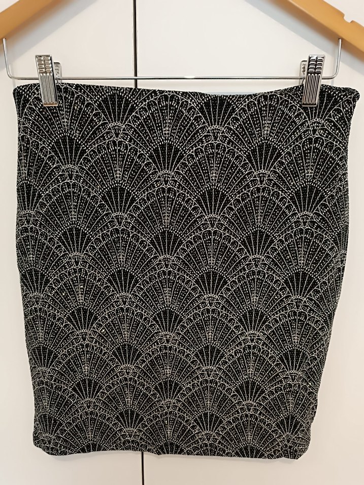 Siyah Desenli Simli Midi Mini Etek - Görsel 2