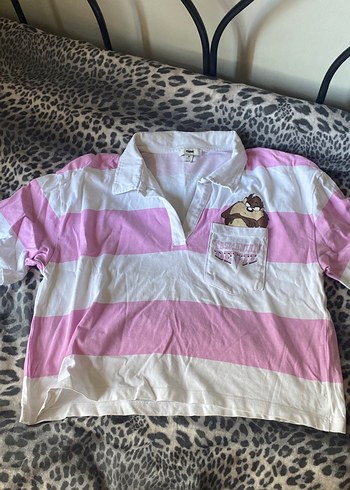 Pembe Çizgili Kız Çocuk Kısa Kollu Gömlek