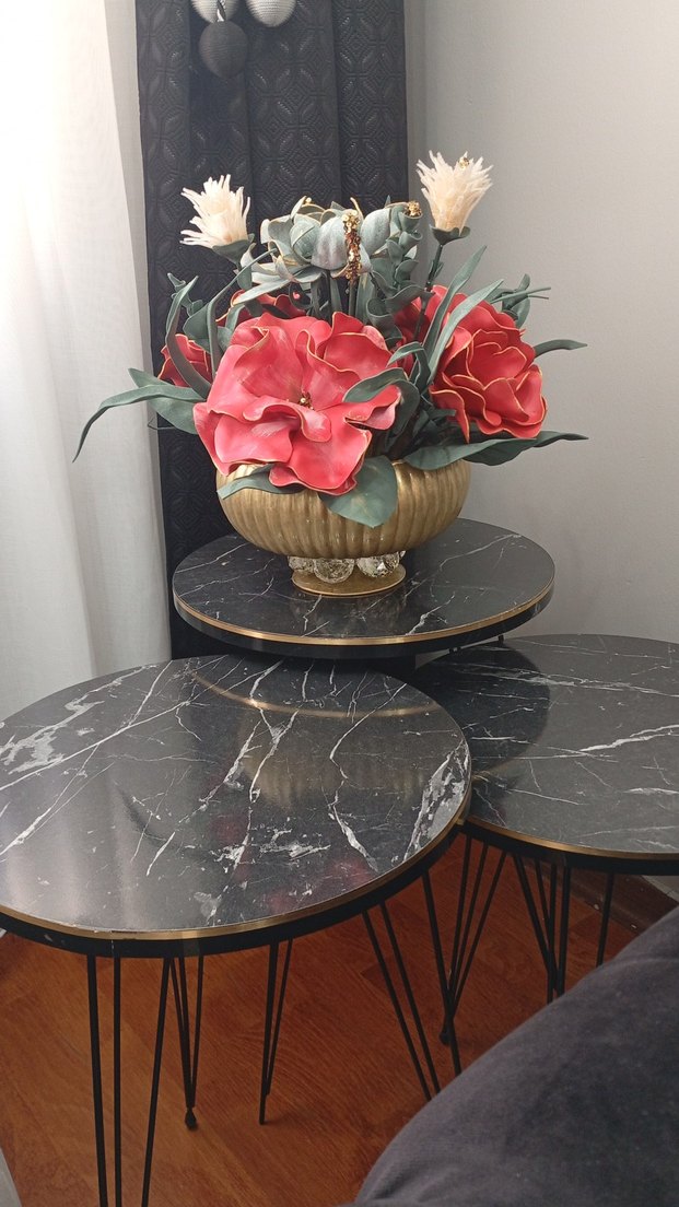 Koyu Kırmızı Yapay Çiçek Aranjmanı - Görsel 3