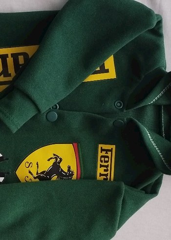 tek beden Beden Düğmeli Koyu Yeşil Baskılı bebek Sweatshirtü