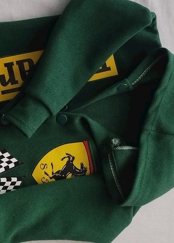 Düğmeli Koyu Yeşil Baskılı bebek Sweatshirtü