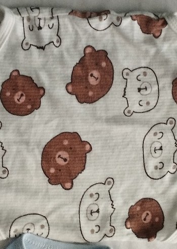 Kahverengi Ayıcık Desenli Örme Pamuklu Bebek Body - Görsel 2