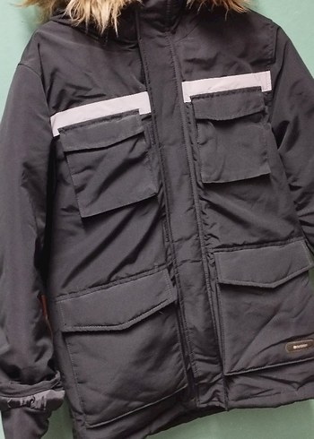 Siyah Kadın Kürklü Midi Parka - Görsel 2