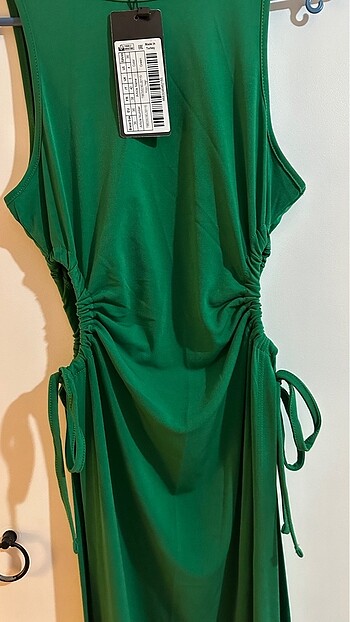 xs Beden Yeşil Cut Out Pencere Detaylı Elbise
