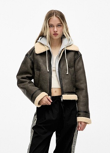 s Beden pull&bear suni yünlü çift yüzlü ceket