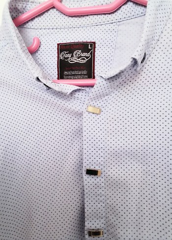 Düğmeli Gri Puantiyeli Erkek Gömlek - Görsel 5