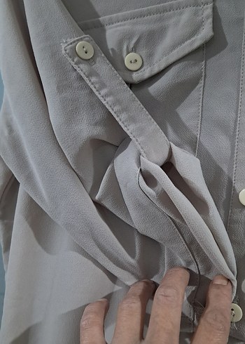 Düğmeli Bej Kadın Tulum - Görsel 5