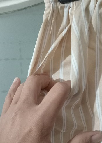 l Beden Etiketli çizgili pijama pantolon