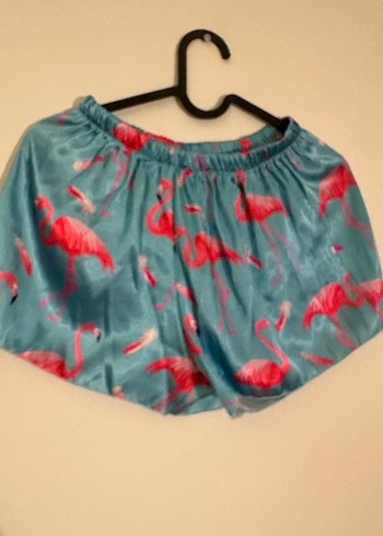 Diğer Turkuaz Flamingo Desenli Mini Bralet ve şort takım