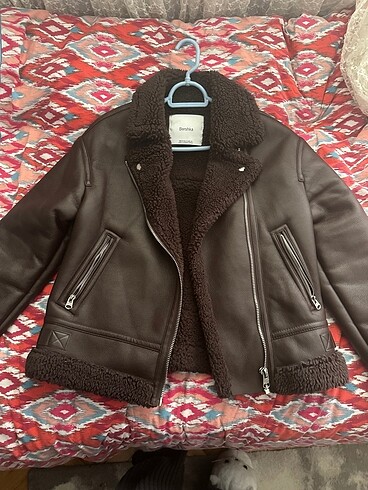 BERSHKA kürklü deri biker mont
