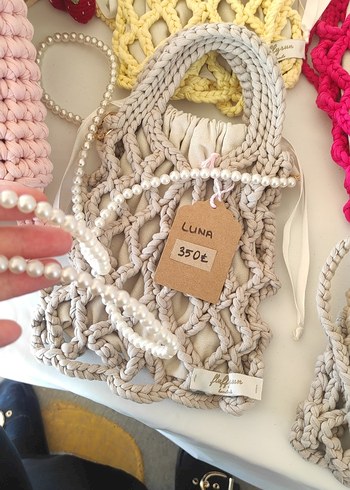 Zara Bej Örgü Kadın Çanta Dantel Detaylı