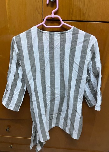 Gri Zebra Desenli Kemerli Midi Kadın Gömlek - Görsel 2