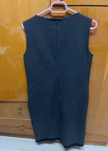 Siyah V Yakalı Kolsuz Midi Triko Elbise - Görsel 3