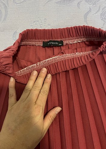 Kırmızı Pilili Uzun Bohem Etek - Görsel 2