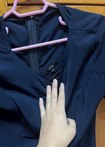 Kadın Lacivert Kısa Kollu Kalem Elbise - Görsel 3