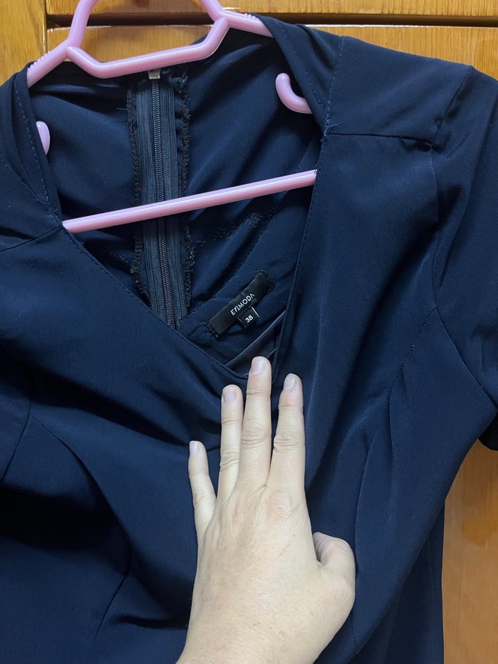 Kadın Lacivert Kısa Kollu Kalem Elbise - Görsel 3