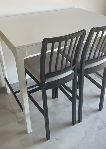 Beyaz IKEA BAR MASA VE SANDALYESİ-EKEDALEN. - Görsel 3