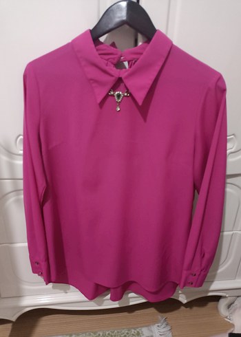 Pembe Düğmeli Kadın Bluz - Görsel 2