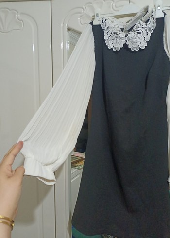 Dantel Yaka Detaylı Gri Kadın Bluz - Görsel 2