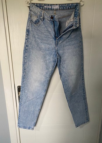 Bershka Acik Mavi Yuksek Bel Denim Jean