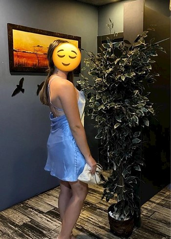 Mavi Drapeli Halter Yaka Mini Elbise - Görsel 2