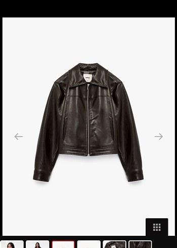 Kahverengi Deri Kemerli Biker Ceket - Görsel 2