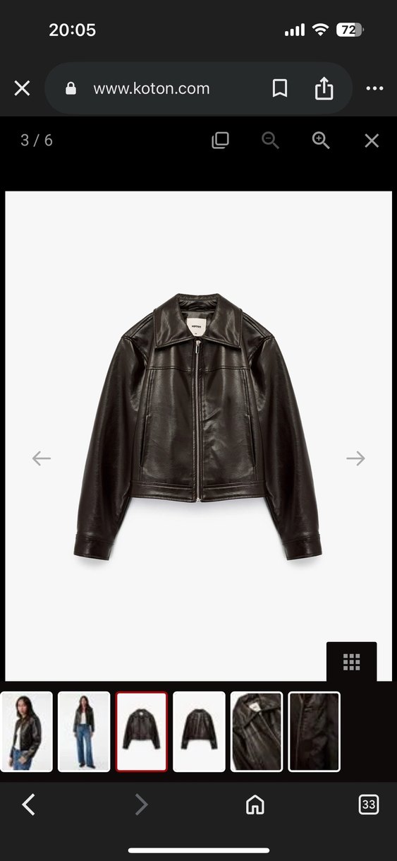 Kahverengi Deri Kemerli Biker Ceket - Görsel 2