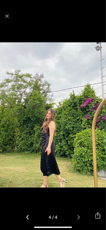 xl Beden siyah Renk Siyah yırtmaçlı midi elbise