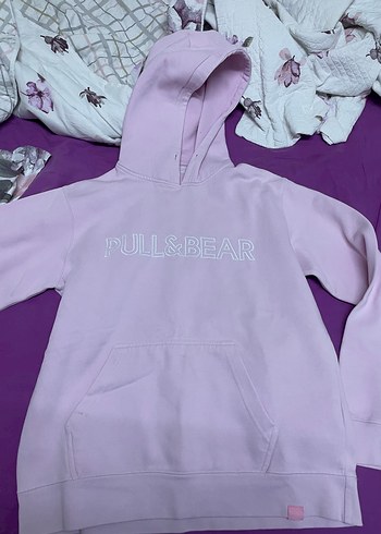 Pull&Bear Kapüşonlu Pastel Mor Sweatshirt