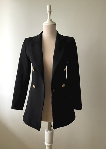 Diğer Sikligin Simgesi Siyah Cift Sira Dugmeli Blazer