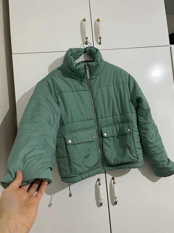 Yeşil Kısa Fermuarlı Kadın Ceket - Görsel 2