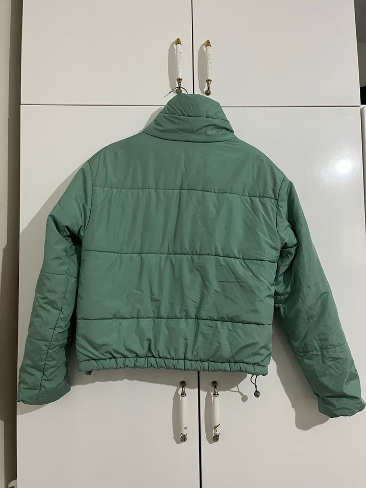 Yeşil Kısa Fermuarlı Kadın Ceket - Görsel 3