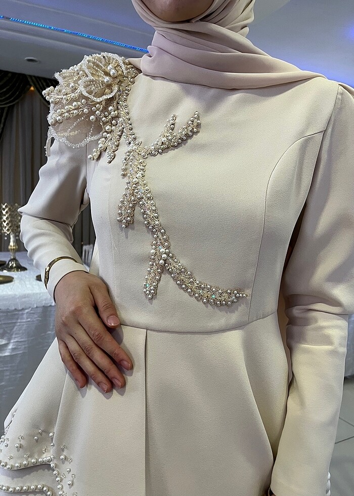 Bej takım abiye - Görsel 3