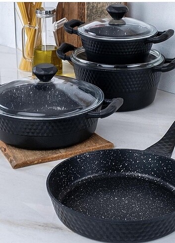 7 parça Granit Döküm tencere seti 