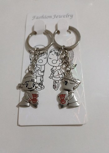 Gri Renkli Zincir Detaylı Minimalist Anahtarlık - Görsel 2