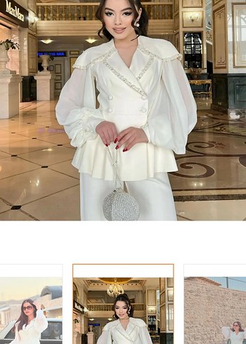 Kadın Beyaz Uzun Kollu İpek Takım - Görsel 2