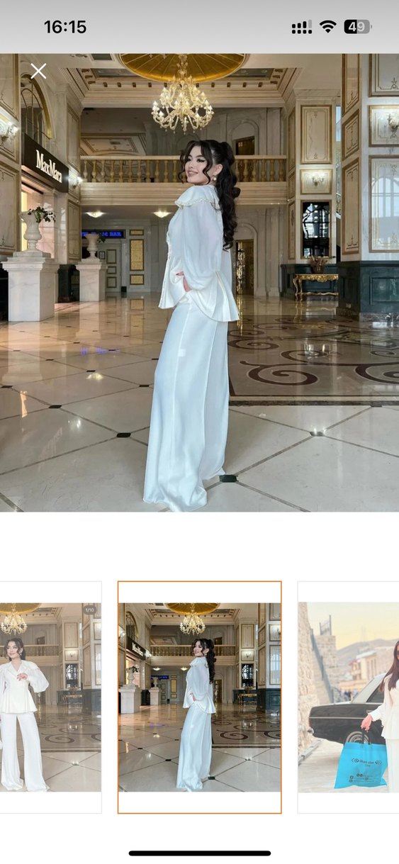 Kadın Beyaz Uzun Kollu İpek Takım - Görsel 5