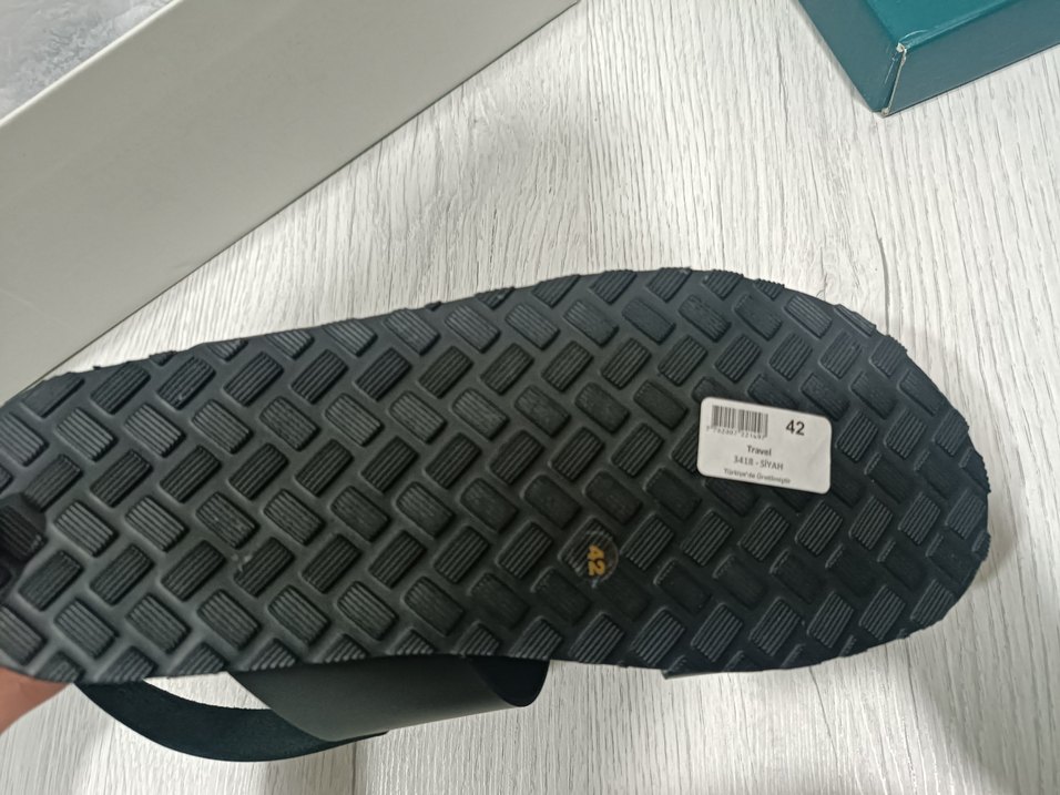 erkek Siyah deri Sandalet - Görsel 3