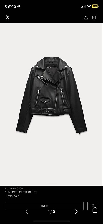 Zara Biker Deri Ceket