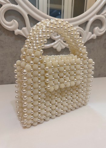 Zara İnci Boncuklu Beyaz Kadın Çanta