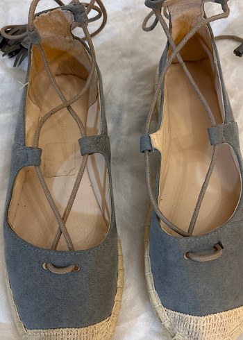 Gri Süet Dolgu Topuklu Bohem Espadril - Görsel 4