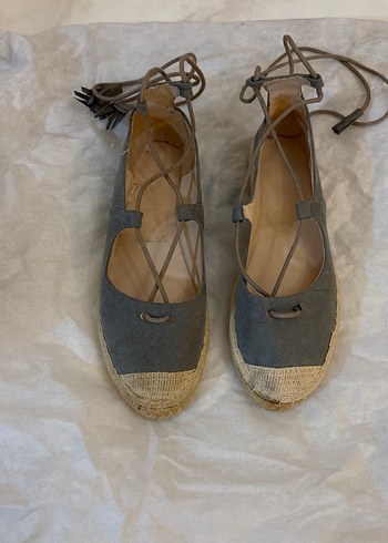 Gri Süet Dolgu Topuklu Bohem Espadril - Görsel 2