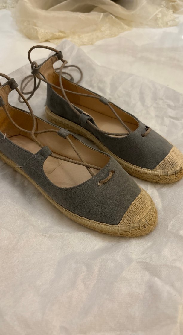 Gri Süet Dolgu Topuklu Bohem Espadril - Görsel 3