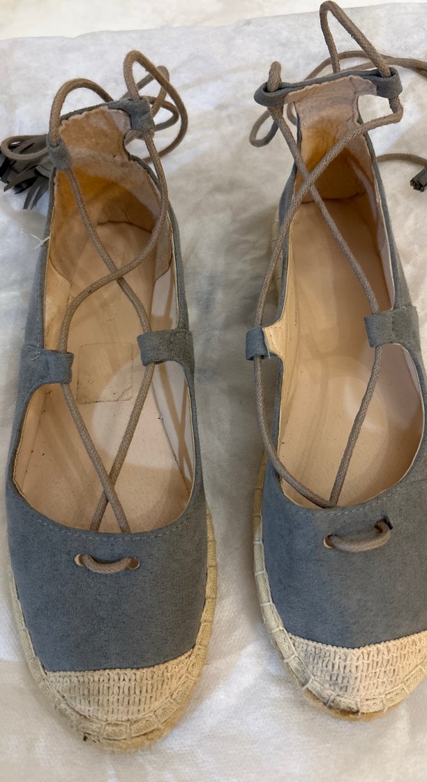 Gri Süet Dolgu Topuklu Bohem Espadril - Görsel 4