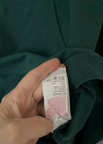 Kapüşonlu Uzun Kollu Yeşil Sweatshirt tunik - Görsel 3