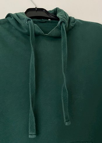 Kapüşonlu Uzun Kollu Yeşil Sweatshirt tunik - Görsel 2