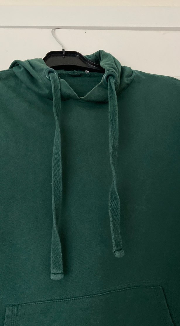 Kapüşonlu Uzun Kollu Yeşil Sweatshirt tunik - Görsel 2