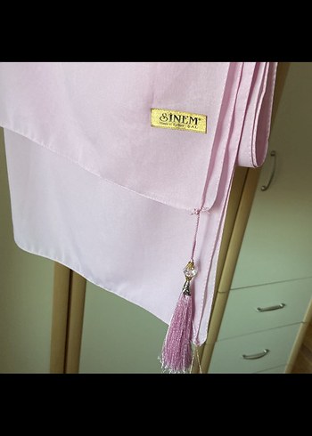 Pudra Saten Kadın Şal dolama örtü - Görsel 2